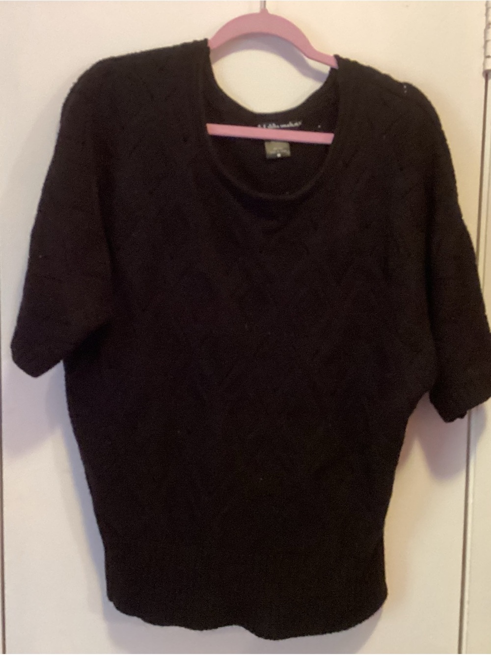 united states sweaters Black Short-Sleeve Crew Neck Knit Sweater